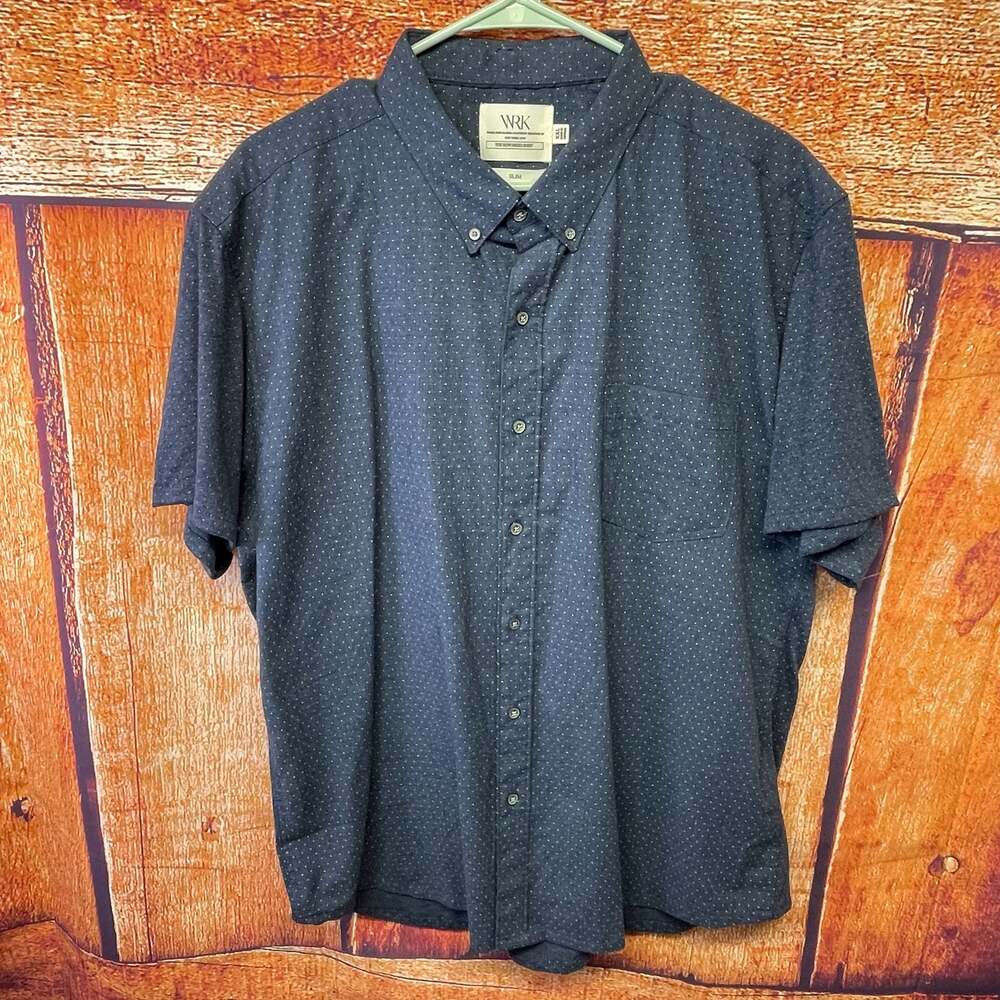 WRK Work Rest Karma The Reworked Shirt Slim Fit Short Sleeve Button Down Shirt
